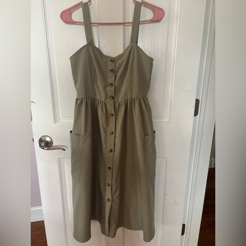 Sage Button-Down Dress